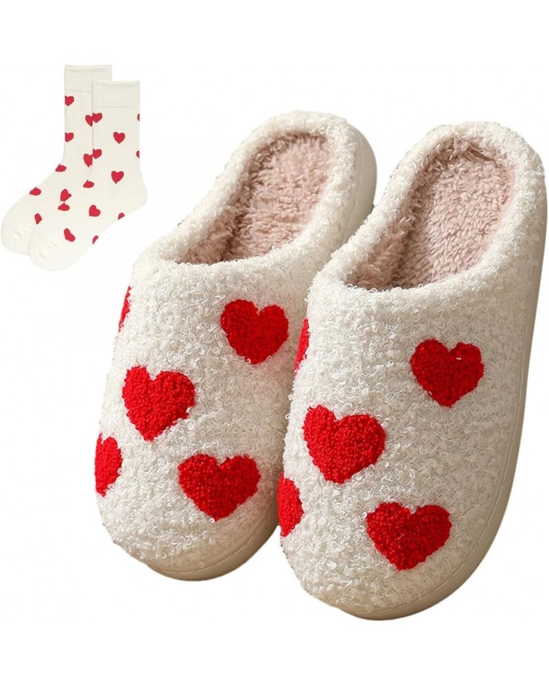 Love Heart Slippers for Women Men, Indoor Outdoor Slip On House Slippers, Valentines Day Gifts Slippers with Socks Heart a $1...