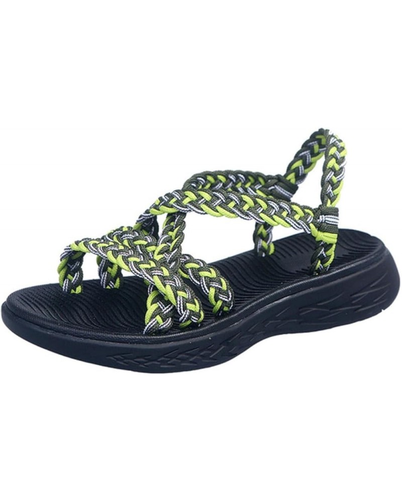 2021 Fashion Summer Women Shoes Strappy Flat Sports Beach Hiking Walking Summer Sandals Ladies Shoes Navy Blue 9 Green $30.85...