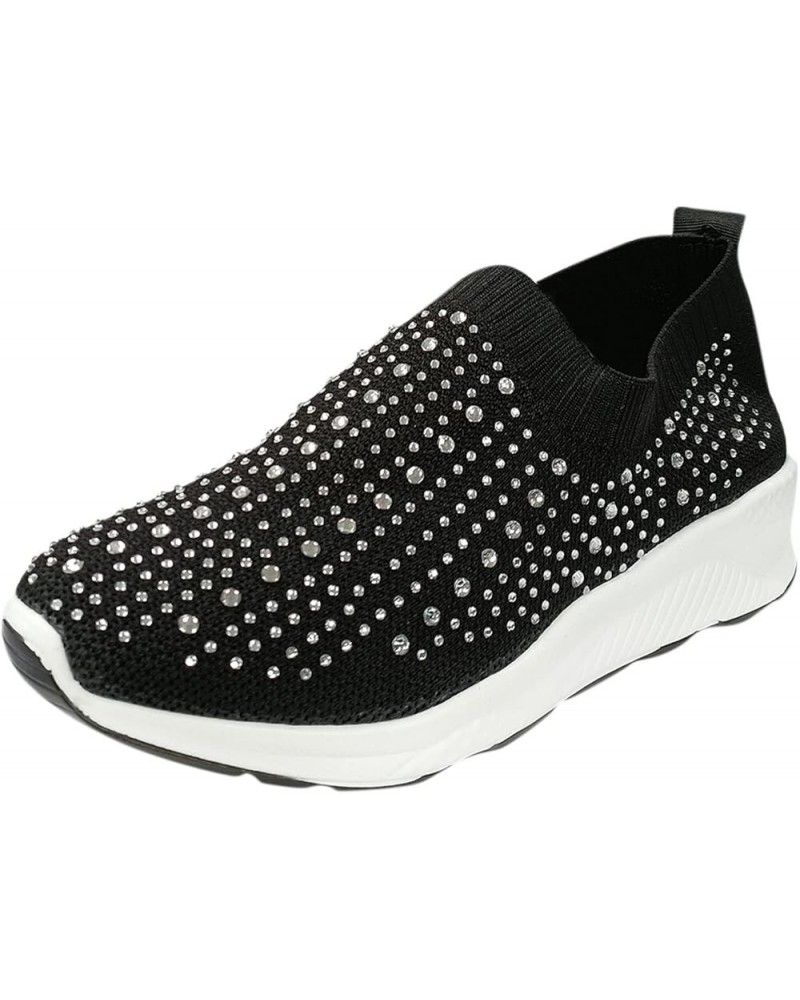 Breathable Running Shoes Breathable Mesh Sneaker Athletic Shoes Women Slip-On Walking Shoes Z 05-black $15.65 Athletic Shoes