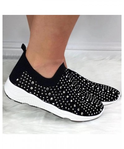 Breathable Running Shoes Breathable Mesh Sneaker Athletic Shoes Women Slip-On Walking Shoes Z 05-black $15.65 Athletic Shoes