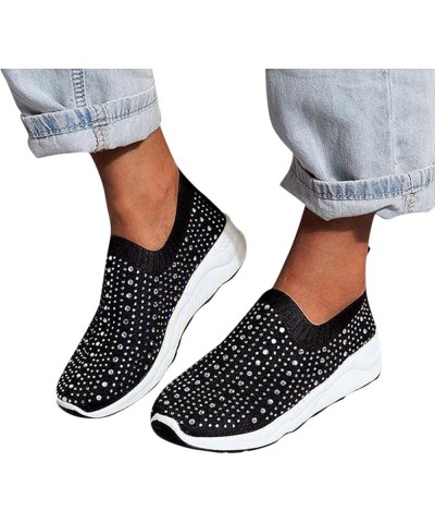 Breathable Running Shoes Breathable Mesh Sneaker Athletic Shoes Women Slip-On Walking Shoes Z 05-black $15.65 Athletic Shoes