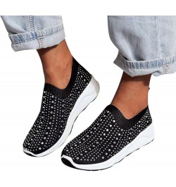 Breathable Running Shoes Breathable Mesh Sneaker Athletic Shoes Women Slip-On Walking Shoes Z 05-black $15.65 Athletic Shoes