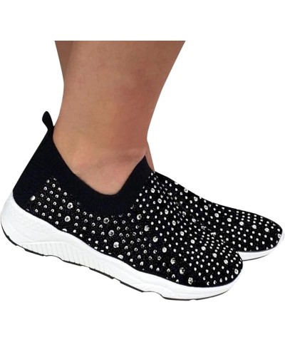 Breathable Running Shoes Breathable Mesh Sneaker Athletic Shoes Women Slip-On Walking Shoes Z 05-black $15.65 Athletic Shoes