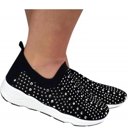 Breathable Running Shoes Breathable Mesh Sneaker Athletic Shoes Women Slip-On Walking Shoes Z 05-black $15.65 Athletic Shoes