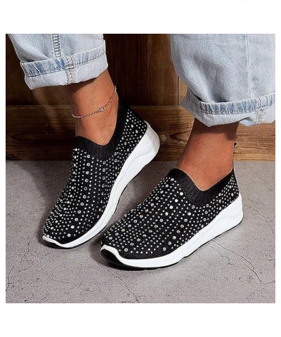 Breathable Running Shoes Breathable Mesh Sneaker Athletic Shoes Women Slip-On Walking Shoes Z 05-black $15.65 Athletic Shoes