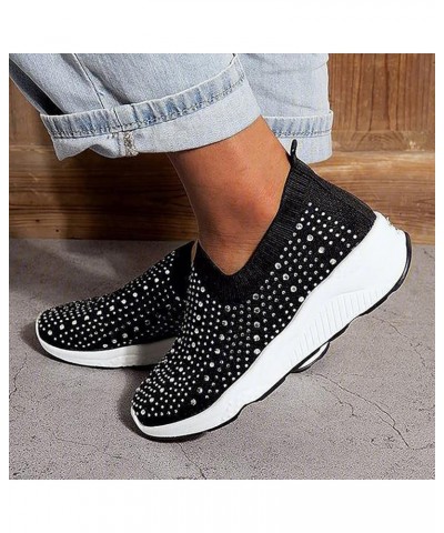 Breathable Running Shoes Breathable Mesh Sneaker Athletic Shoes Women Slip-On Walking Shoes Z 05-black $15.65 Athletic Shoes