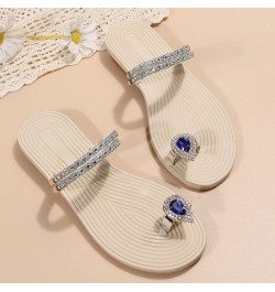 Tie Sandals for Women Flat Women Slippers Flat Toe Slippers Rhinestone Slippers Fashion Beach Sandals (Red, 7.5) 7 Blue $17.8...