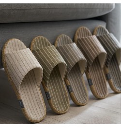 Fashion Unisex Linen Slippers，Lightweight，Unisex Home Slippers Linen Summer Beach Shoes Lightweight Skidproof Indoor Slippers...