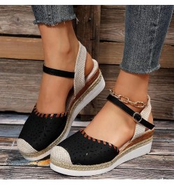 Platform Wedge Sandals for Women,Espadrille Sandals for Women Summer Dressy 2024 Closed Toe Ankle Strap Wedge Heels Sandals C...