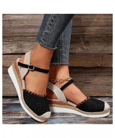 Platform Wedge Sandals for Women,Espadrille Sandals for Women Summer Dressy 2024 Closed Toe Ankle Strap Wedge Heels Sandals C...