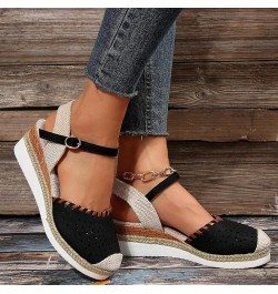 Platform Wedge Sandals for Women,Espadrille Sandals for Women Summer Dressy 2024 Closed Toe Ankle Strap Wedge Heels Sandals C...