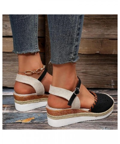 Platform Wedge Sandals for Women,Espadrille Sandals for Women Summer Dressy 2024 Closed Toe Ankle Strap Wedge Heels Sandals C...