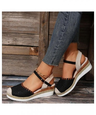 Platform Wedge Sandals for Women,Espadrille Sandals for Women Summer Dressy 2024 Closed Toe Ankle Strap Wedge Heels Sandals C...