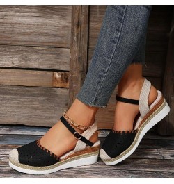 Platform Wedge Sandals for Women,Espadrille Sandals for Women Summer Dressy 2024 Closed Toe Ankle Strap Wedge Heels Sandals C...