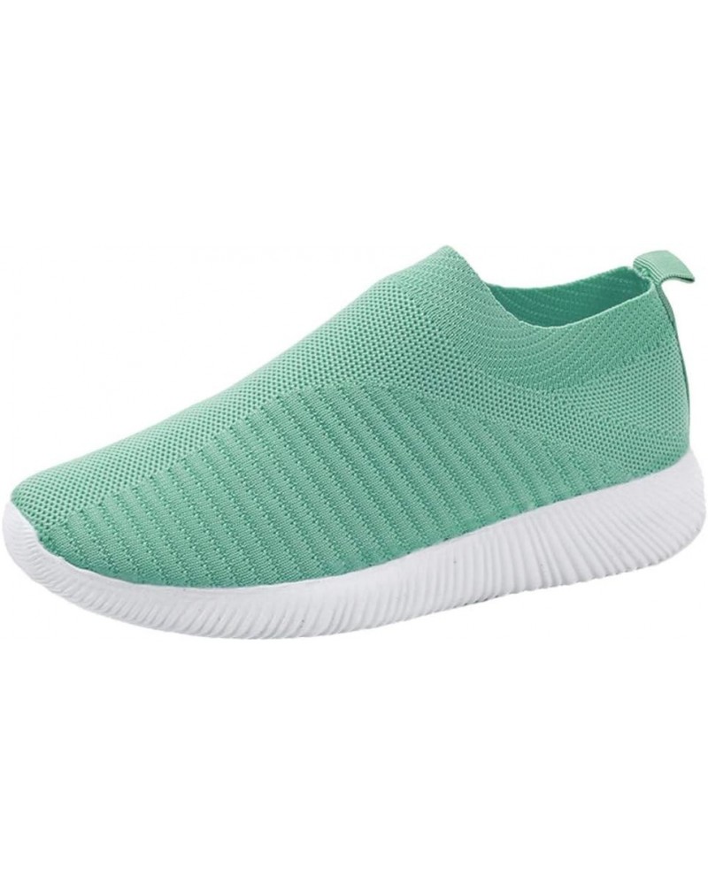 Flat Heel Slip On Sport Mesh Sneakers Platform Round Toe Solid Color Soft Sole Dressy Comfortable Ladies Lightweight Breathab...