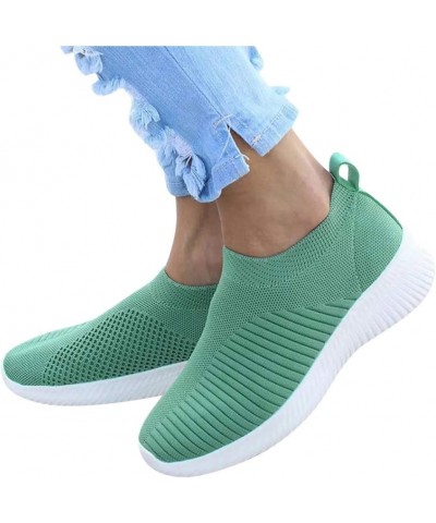 Flat Heel Slip On Sport Mesh Sneakers Platform Round Toe Solid Color Soft Sole Dressy Comfortable Ladies Lightweight Breathab...