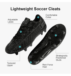 Soccer Cleats for Men's and Women's Outdoor Unisex Football Shoes Firm Rugby Boots Black-grey $19.60 Athletic Shoes