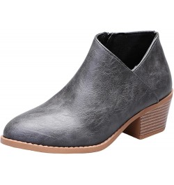 Fall Boots For Women 2023 Casual Chunky Heel Ankle Booties Side Zipper Fashion Cowboy Cowgirl Western Boots Grey $22.67 Outdo...