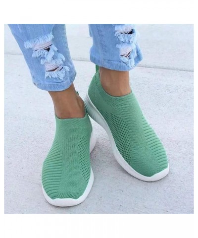 Flat Heel Slip On Sport Mesh Sneakers Platform Round Toe Solid Color Soft Sole Dressy Comfortable Ladies Lightweight Breathab...