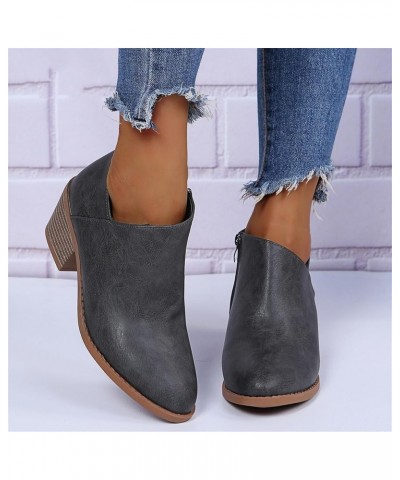 Fall Boots For Women 2023 Casual Chunky Heel Ankle Booties Side Zipper Fashion Cowboy Cowgirl Western Boots Grey $22.67 Outdo...