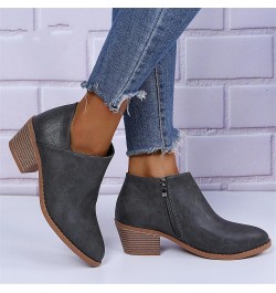 Fall Boots For Women 2023 Casual Chunky Heel Ankle Booties Side Zipper Fashion Cowboy Cowgirl Western Boots Grey $22.67 Outdo...