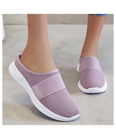 Women Strappy Open Round Toe Ankle Strap Summer Low Wedge Sandals Lightweight Slides Sandal 139-ibzwp-d-purple $10.11 Slippers