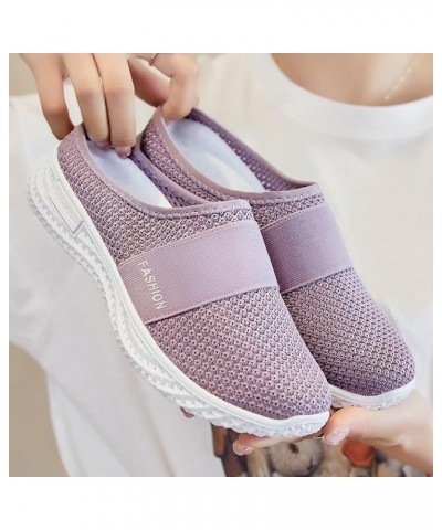 Women Strappy Open Round Toe Ankle Strap Summer Low Wedge Sandals Lightweight Slides Sandal 139-ibzwp-d-purple $10.11 Slippers