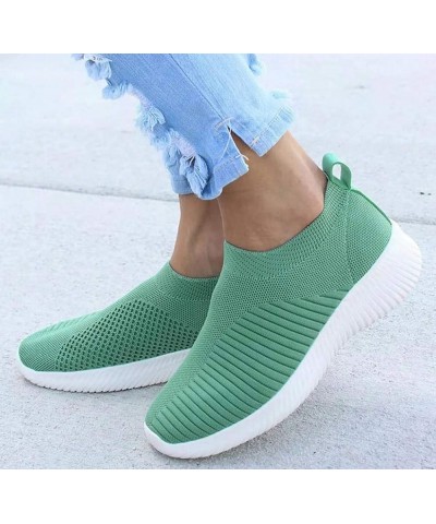 Flat Heel Slip On Sport Mesh Sneakers Platform Round Toe Solid Color Soft Sole Dressy Comfortable Ladies Lightweight Breathab...