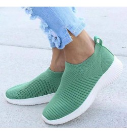 Flat Heel Slip On Sport Mesh Sneakers Platform Round Toe Solid Color Soft Sole Dressy Comfortable Ladies Lightweight Breathab...