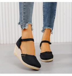 Comfortable Wedge Sandals for Women Summer Slope Heel Sandals Women Versatile Fashion Breathable Buckle Strap Foam S Black $1...