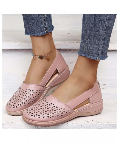 2021 Summer Women Sandals Casual Moccasins Loafers Beach Shoes Ladies Faux Leather Slip on Sandals Fashion Hollow Closed Toe ...