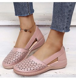 2021 Summer Women Sandals Casual Moccasins Loafers Beach Shoes Ladies Faux Leather Slip on Sandals Fashion Hollow Closed Toe ...