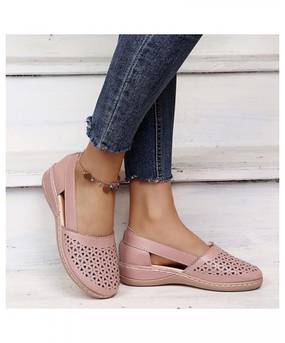 2021 Summer Women Sandals Casual Moccasins Loafers Beach Shoes Ladies Faux Leather Slip on Sandals Fashion Hollow Closed Toe ...