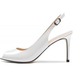 Women's Slingback Peep Toe High Heel Pumps Stiletto Heel Shoes for Party Wedding Evening Night 3.5 Inch White $29.59 Sandals