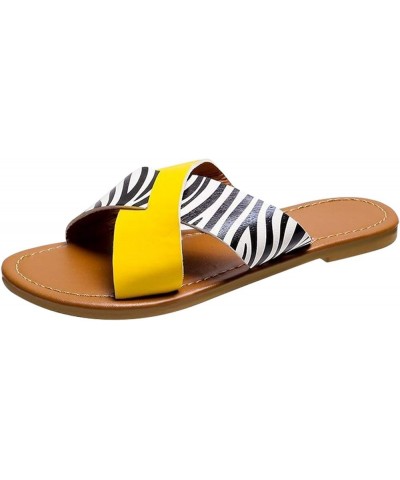 Women's Sandals Women's Flat Roman Fashion Beach Slides Shoes Casual Daily Slippers Strap Women's Sandals 7.5 Yellow $12.31 S...