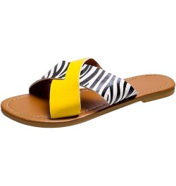 Women's Sandals Women's Flat Roman Fashion Beach Slides Shoes Casual Daily Slippers Strap Women's Sandals 7.5 Yellow $12.31 S...