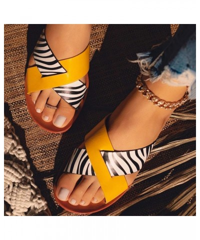 Women's Sandals Women's Flat Roman Fashion Beach Slides Shoes Casual Daily Slippers Strap Women's Sandals 7.5 Yellow $12.31 S...