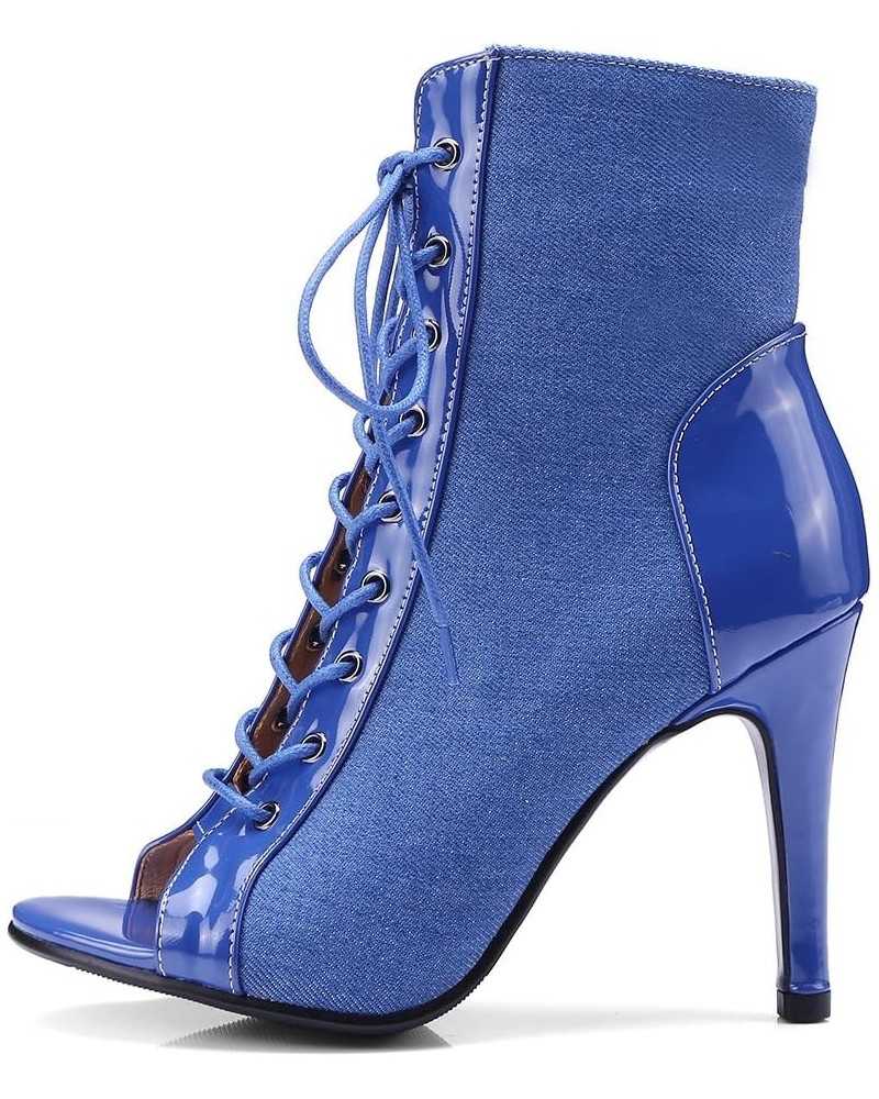 Womens LC563 Fashion Casual Sexy Retro Microfiber High Stiletto Gladiator Sandals Blue $27.27 Sandals