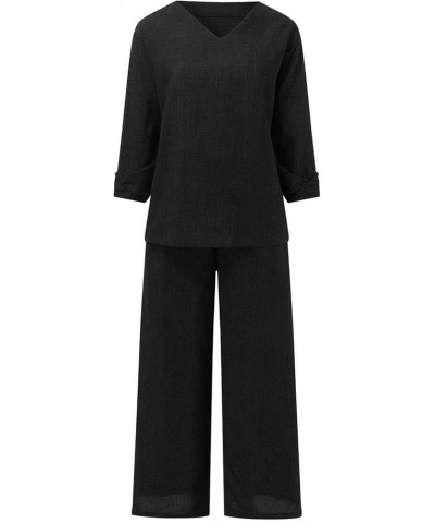 Wide Leg Dress Pant Wide Leg Blouse Pants Sets Casual Long Sleeve V Neck Shirt Pants Streetwear Graduation Black➤➤ Pants for ...