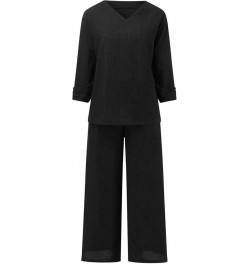 Wide Leg Dress Pant Wide Leg Blouse Pants Sets Casual Long Sleeve V Neck Shirt Pants Streetwear Graduation Black➤➤ Pants for ...