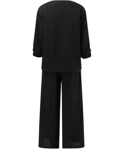 Wide Leg Dress Pant Wide Leg Blouse Pants Sets Casual Long Sleeve V Neck Shirt Pants Streetwear Graduation Black➤➤ Pants for ...