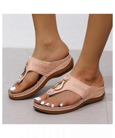 Flat Sandals for Women, Orthopedic Sandals for Women Simple Everyday Metal Decorated Summer Flat Lightweight Sandals Pink $11...