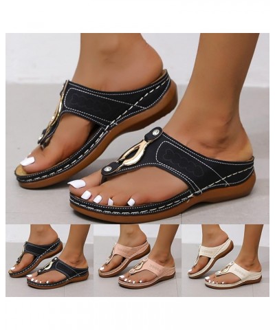 Flat Sandals for Women, Orthopedic Sandals for Women Simple Everyday Metal Decorated Summer Flat Lightweight Sandals Pink $11...