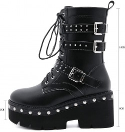 Womens Vintage Metal Rivet Ankle Boots Platform Zip Combat Boot Punk Rock Couples Cosplay Biker Boots Unisex Leather Shoes 39...