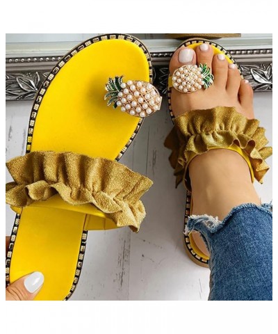 Womens Manicure Print Flip Flop Socks Soft Slippers For Women Leather Sandals For Women Gold Sandals For Wome Yellow-b $9.59 ...