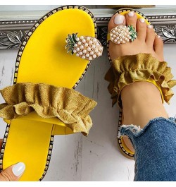 Womens Manicure Print Flip Flop Socks Soft Slippers For Women Leather Sandals For Women Gold Sandals For Wome Yellow-b $9.59 ...