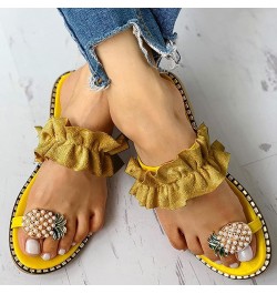 Womens Manicure Print Flip Flop Socks Soft Slippers For Women Leather Sandals For Women Gold Sandals For Wome Yellow-b $9.59 ...