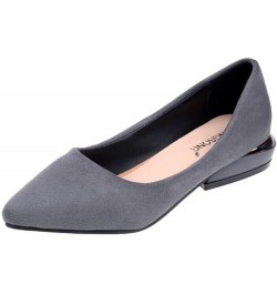 Woman Casual Slip On Pumps Flexible Closed Pointy Toe Faux Suede Dress Shoes Chunky Low Heel Pumps Grey $21.60 Pumps