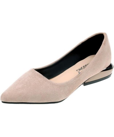 Woman Casual Slip On Pumps Flexible Closed Pointy Toe Faux Suede Dress Shoes Chunky Low Heel Pumps Grey $21.60 Pumps