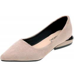 Woman Casual Slip On Pumps Flexible Closed Pointy Toe Faux Suede Dress Shoes Chunky Low Heel Pumps Grey $21.60 Pumps